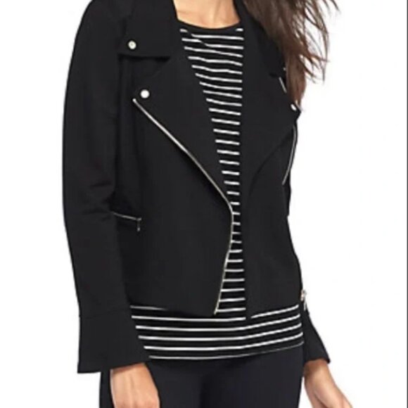 The Limited Jackets & Blazers - The Limited Collection Black Moto Jacket w/Bell Sleeves